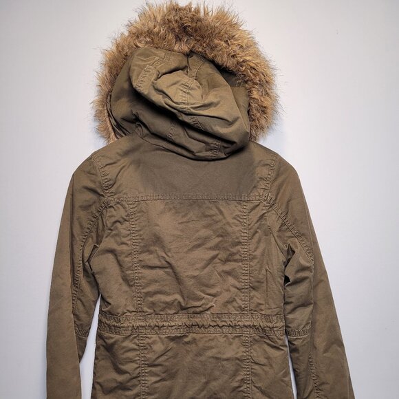 Girls Sherpa Lined Army/Utility Jacket w/ Fur on Hood - Size L (14) - Picture 2 of 4